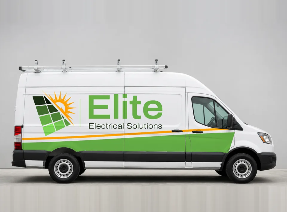 Elite Electrical Solutions logo wrapped on a work van mockup