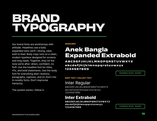 Brand typography page