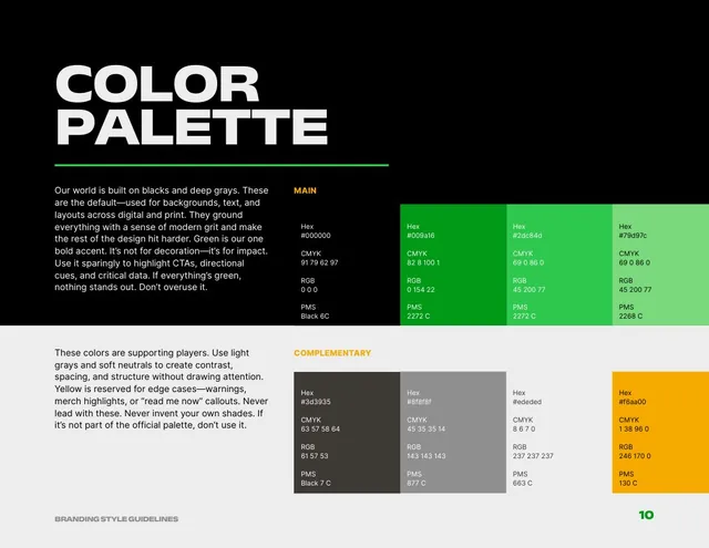 Color palette page